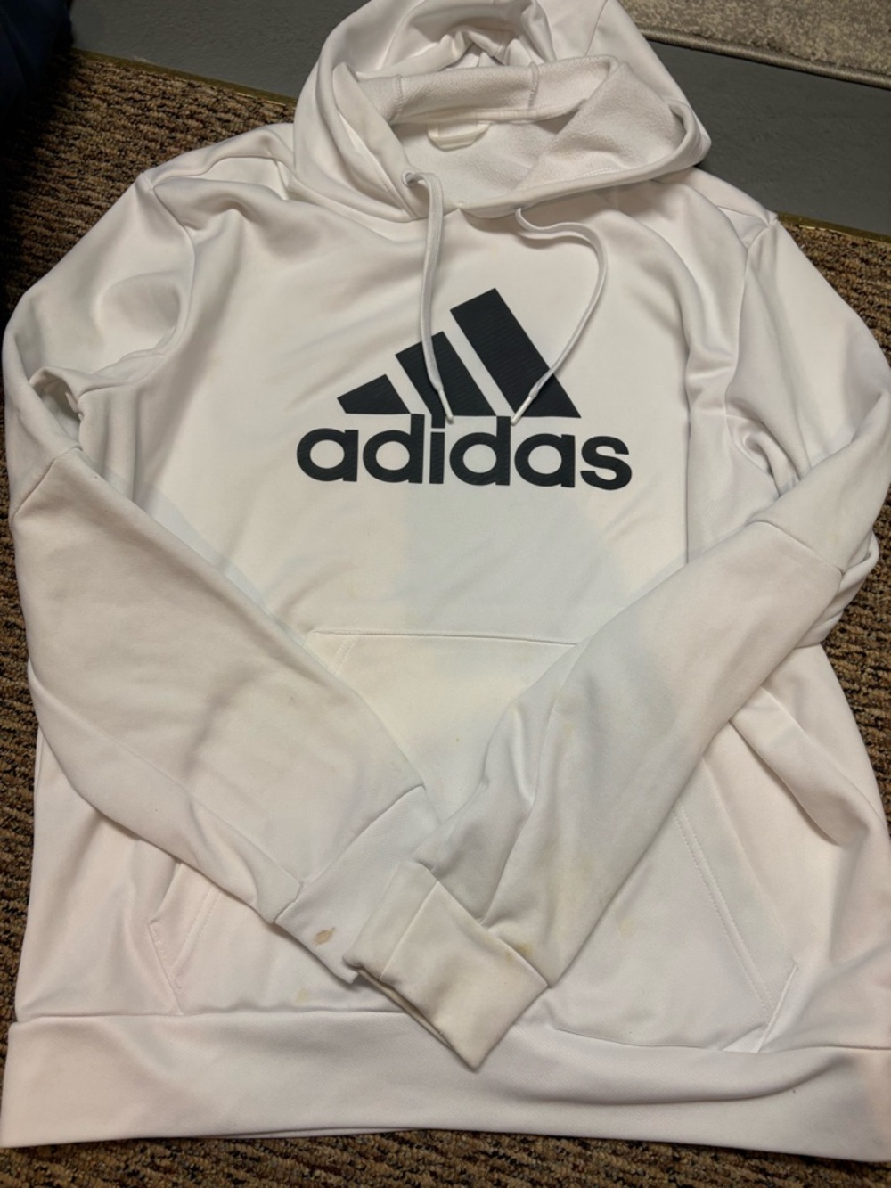 adidas White Hoodie with Black Logo Graphic